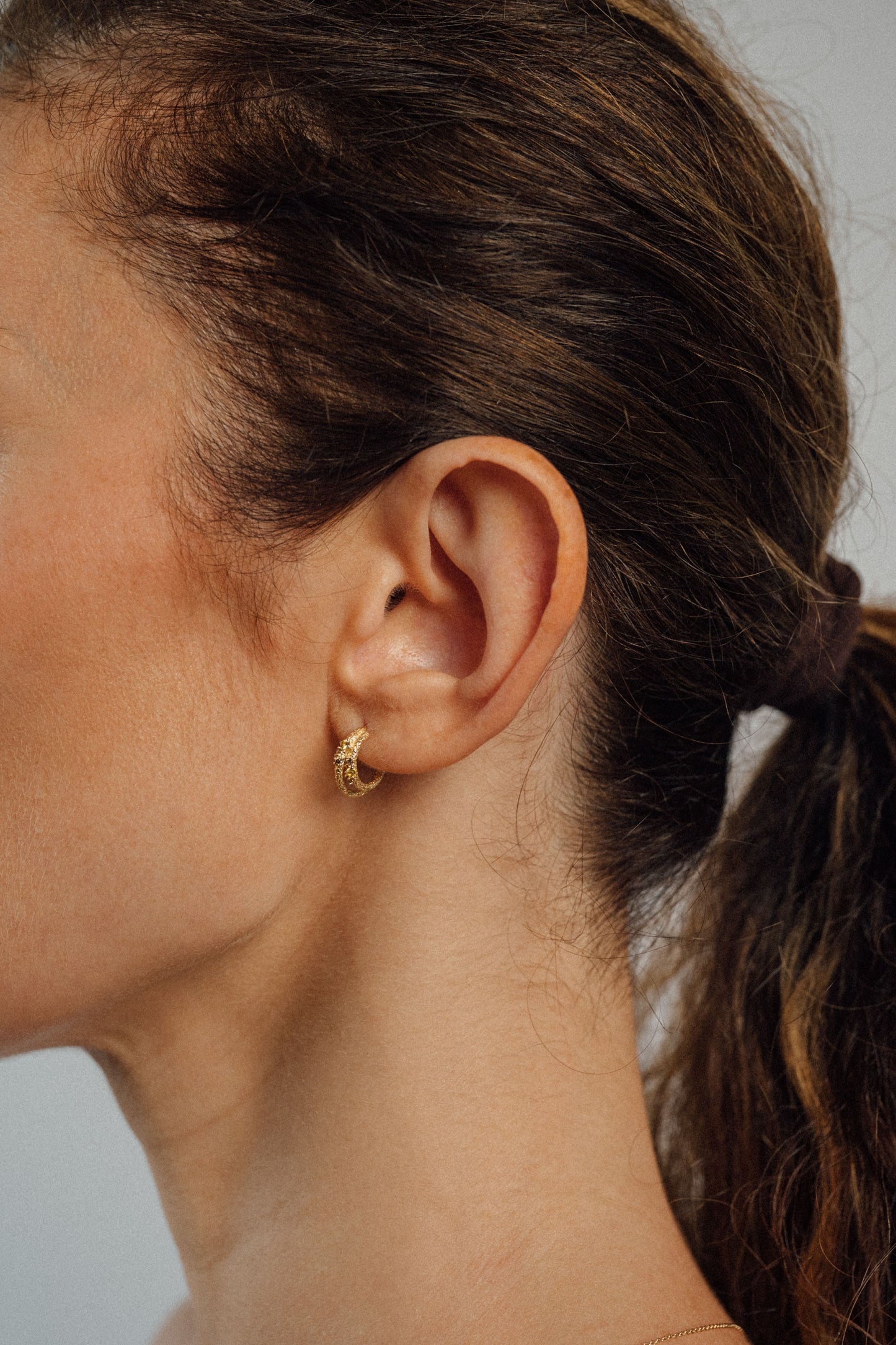 18K Pavé Double Crescent Hoops