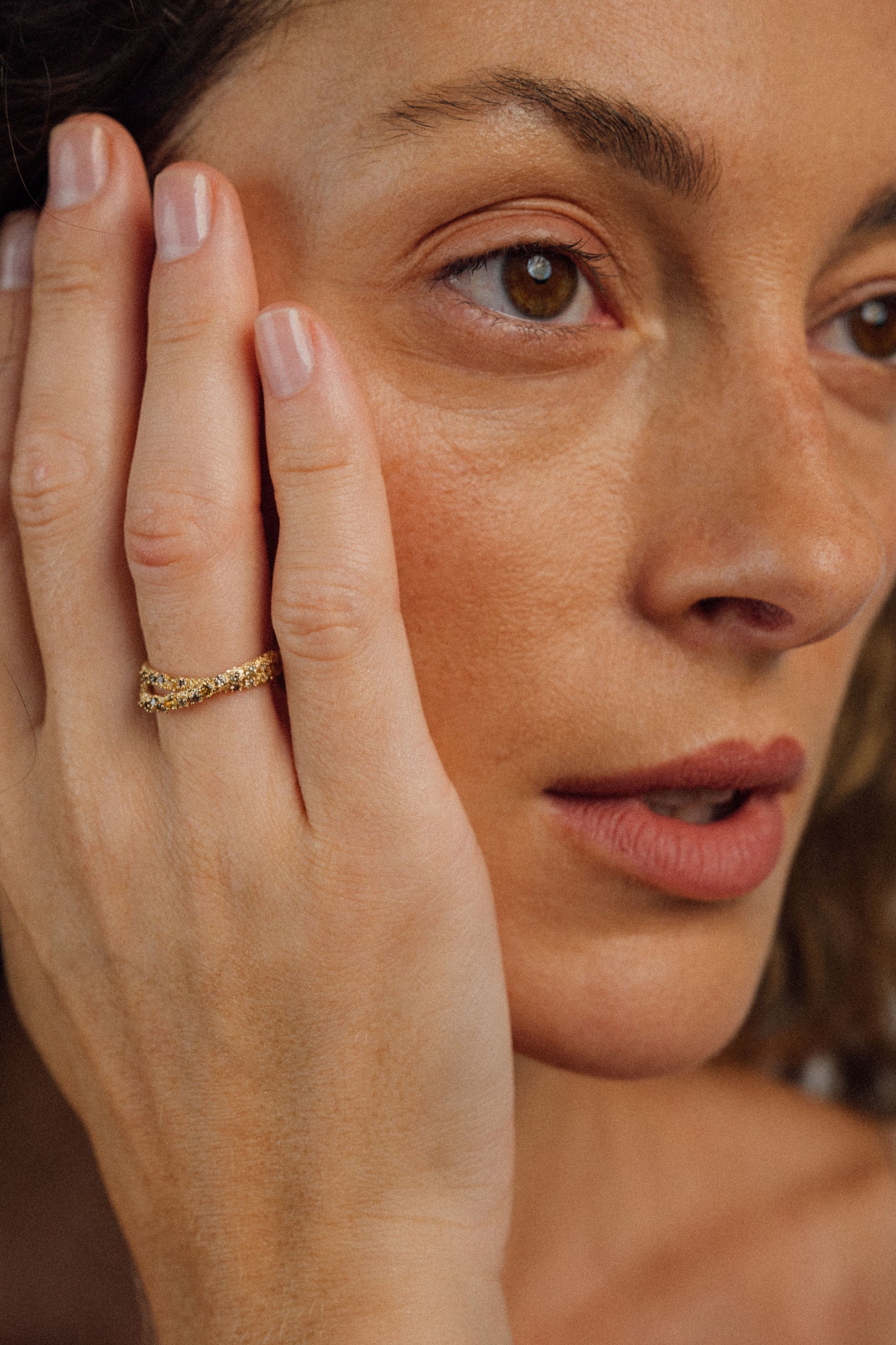 18K Pavé Double Arch Ring
