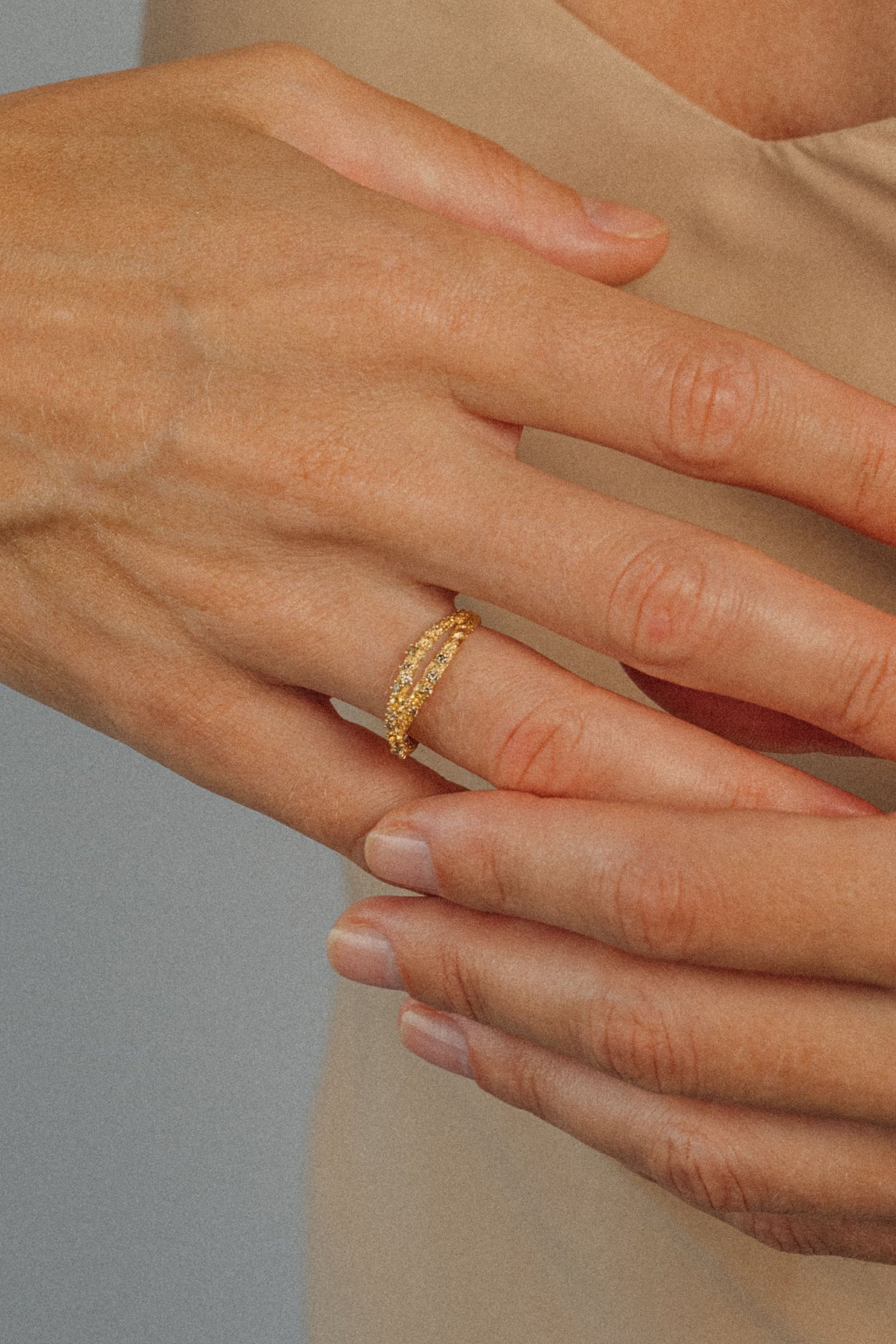 18K Pavé Double Arch Ring