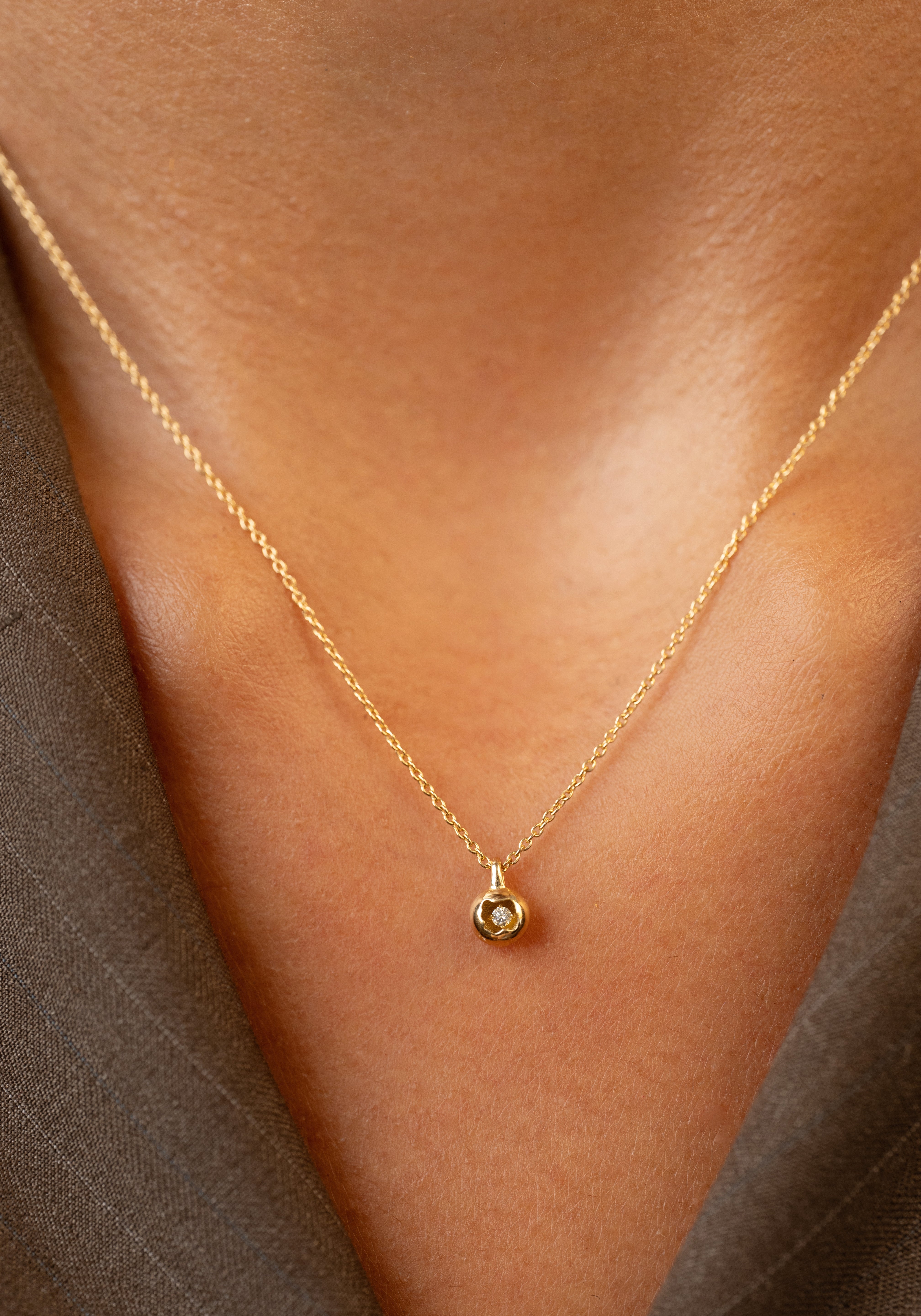 18K Diamond Dome Tag Necklace