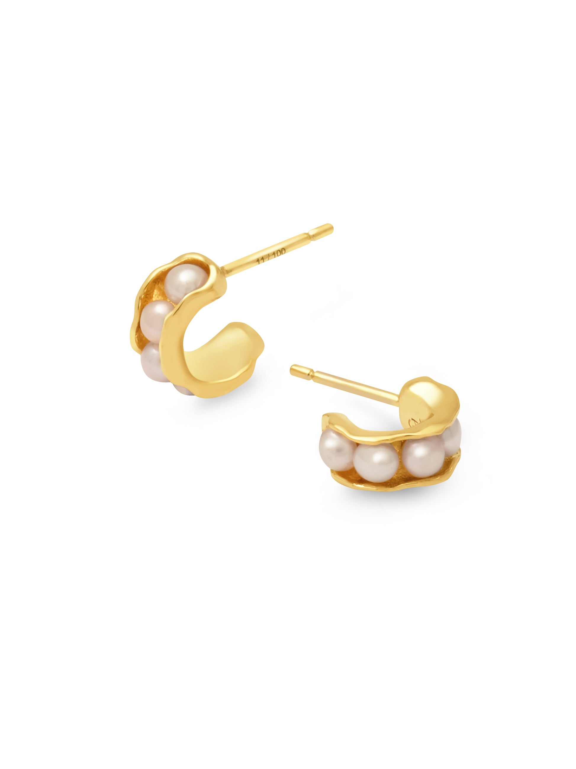 18K Pearl Hoops Mini