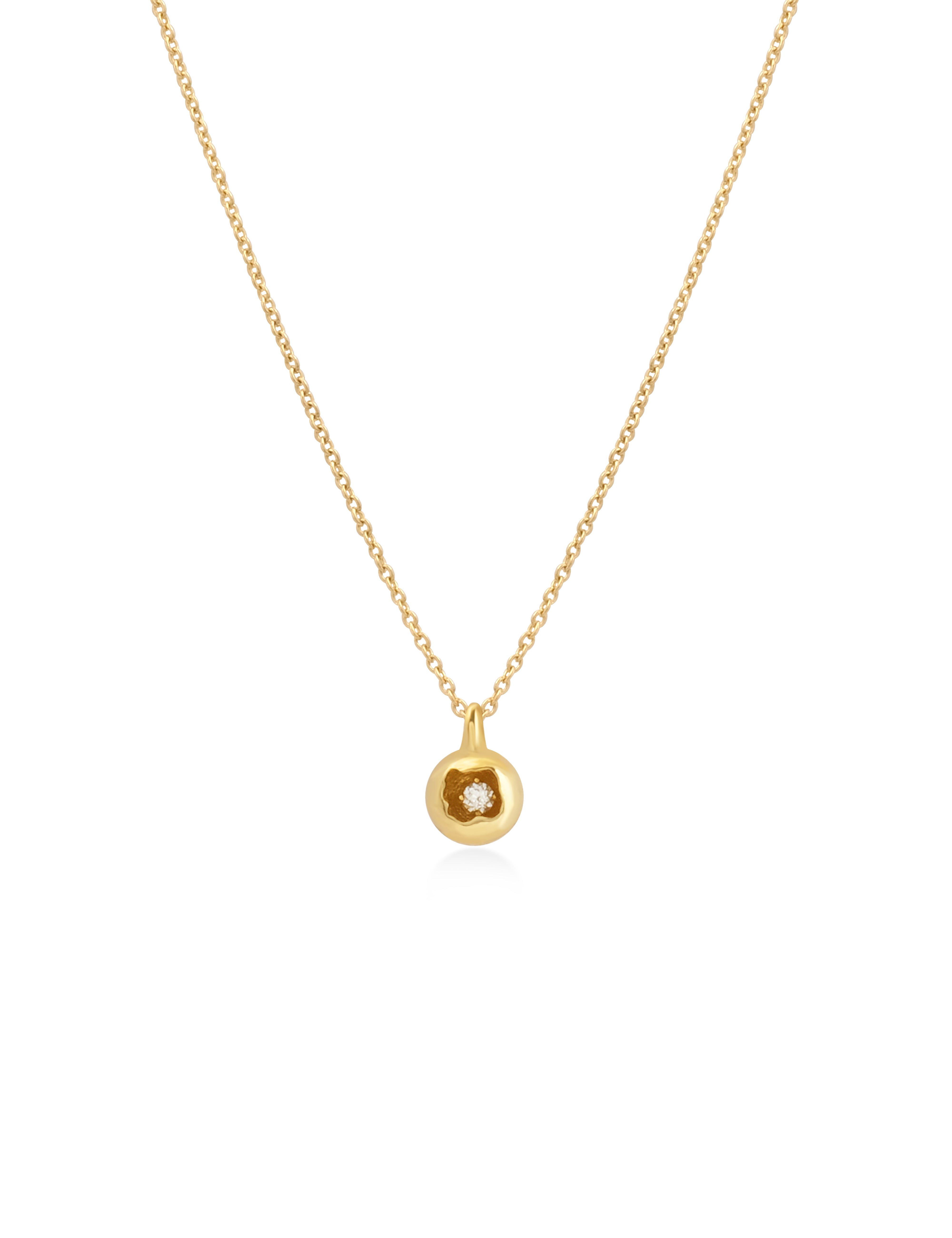 18K Diamond Dome Tag Necklace