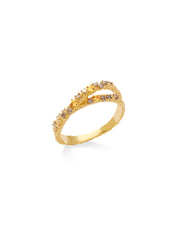 18K Pavé Double Arch Ring