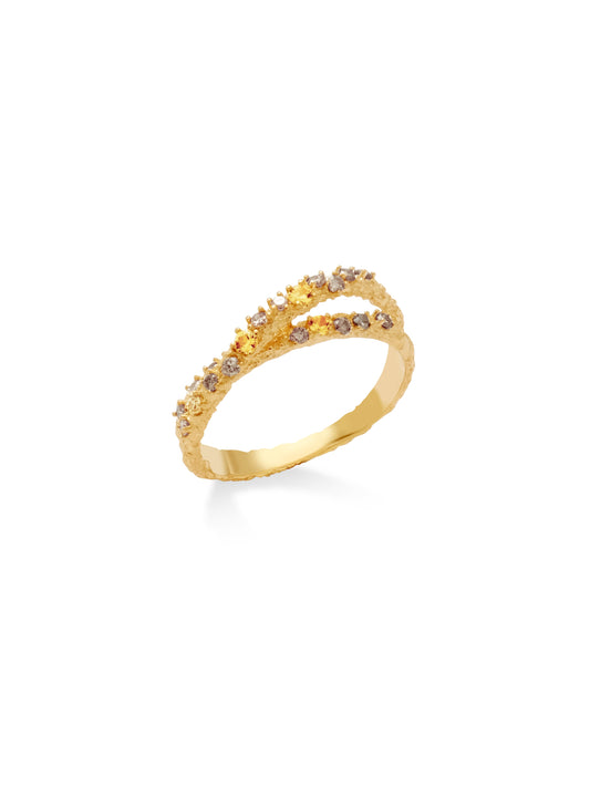 18K Pavé Double Arch Ring