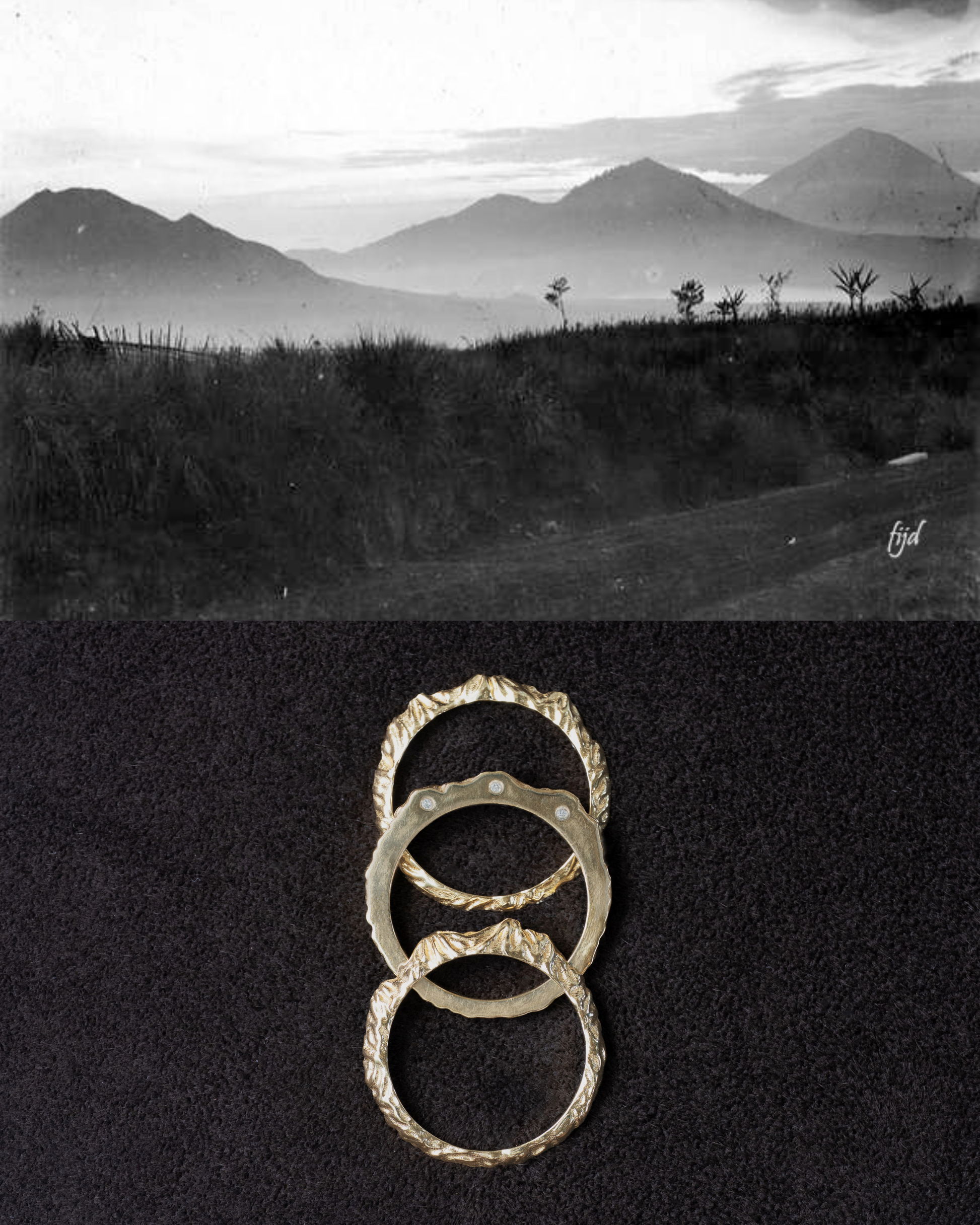 18K Three Mountain Ring